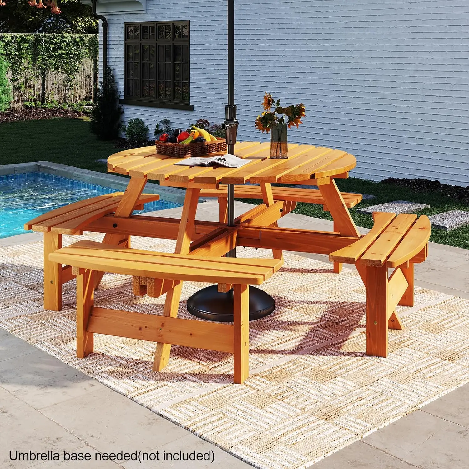 طاولة نزهة خشبية مستديرة لـ 8  - مراجعة Outdoor Camping Usa وسعره
