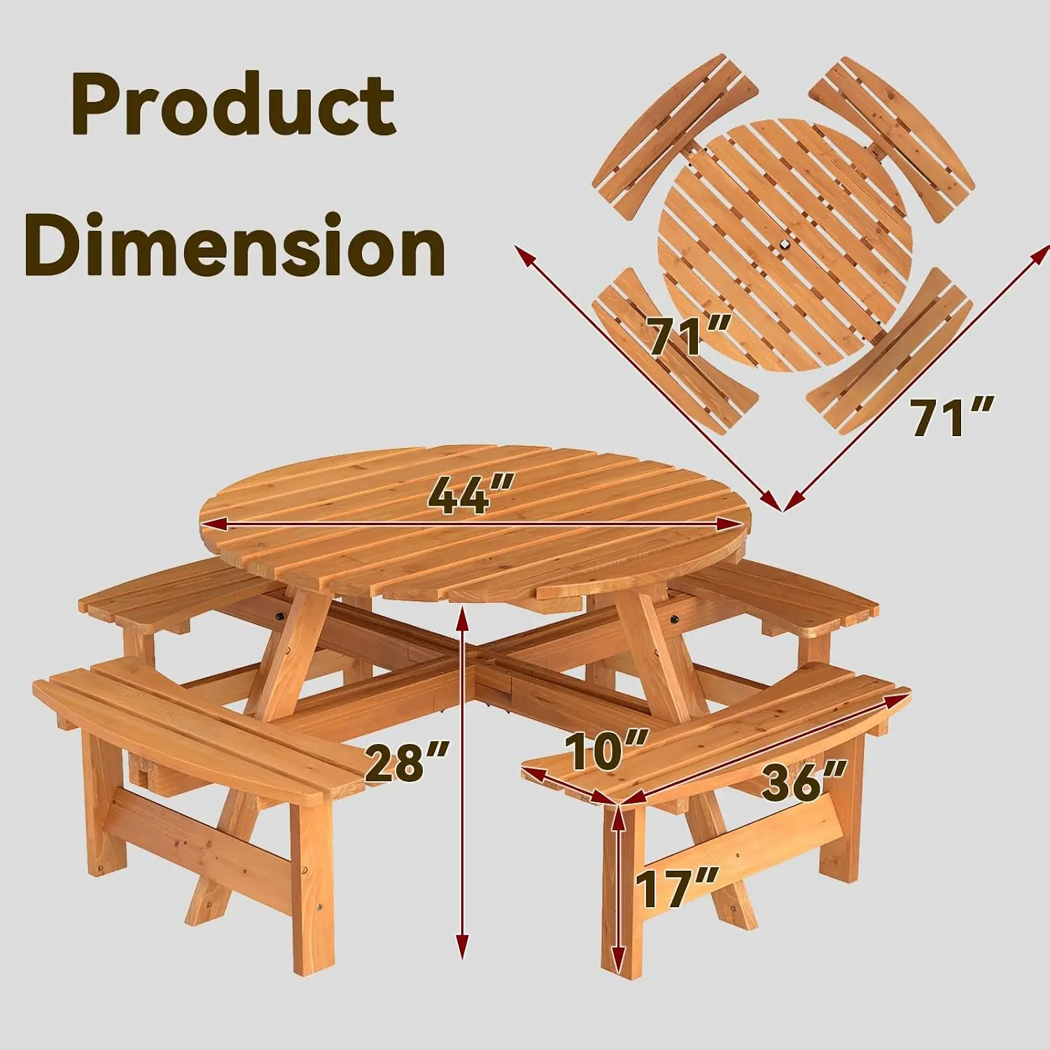 طاولة نزهة خشبية مستديرة لـ 8  - مراجعة Outdoor Camping Usa وسعره