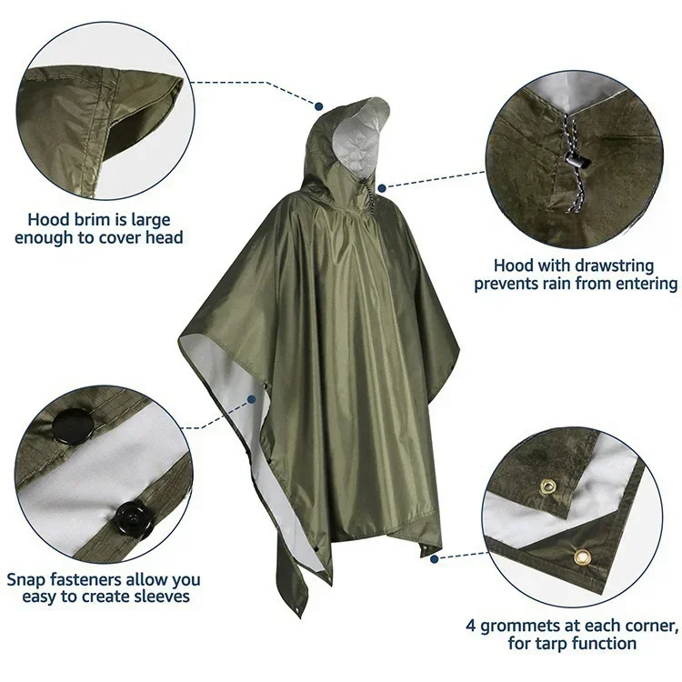 معطف مطر متعدد الاستخدامات 3 ف - مراجعة Camping Rain Poncho وسعره
